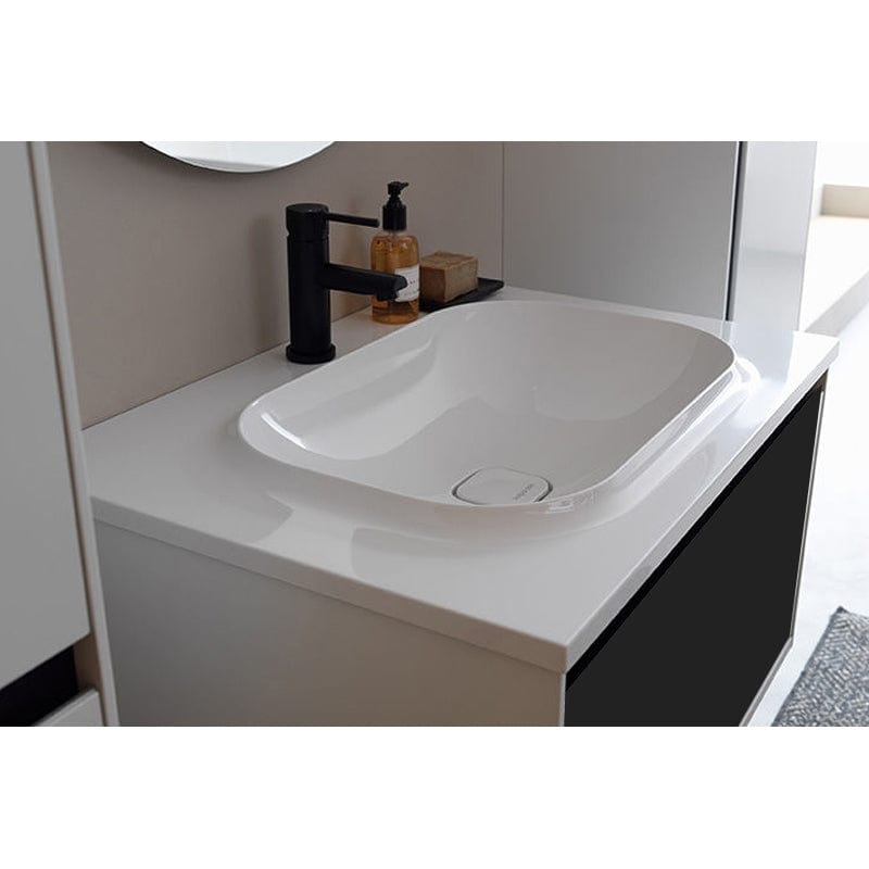 Set mobilier cu lavoar Pandora, Kolpasan, 75 cm, black stone