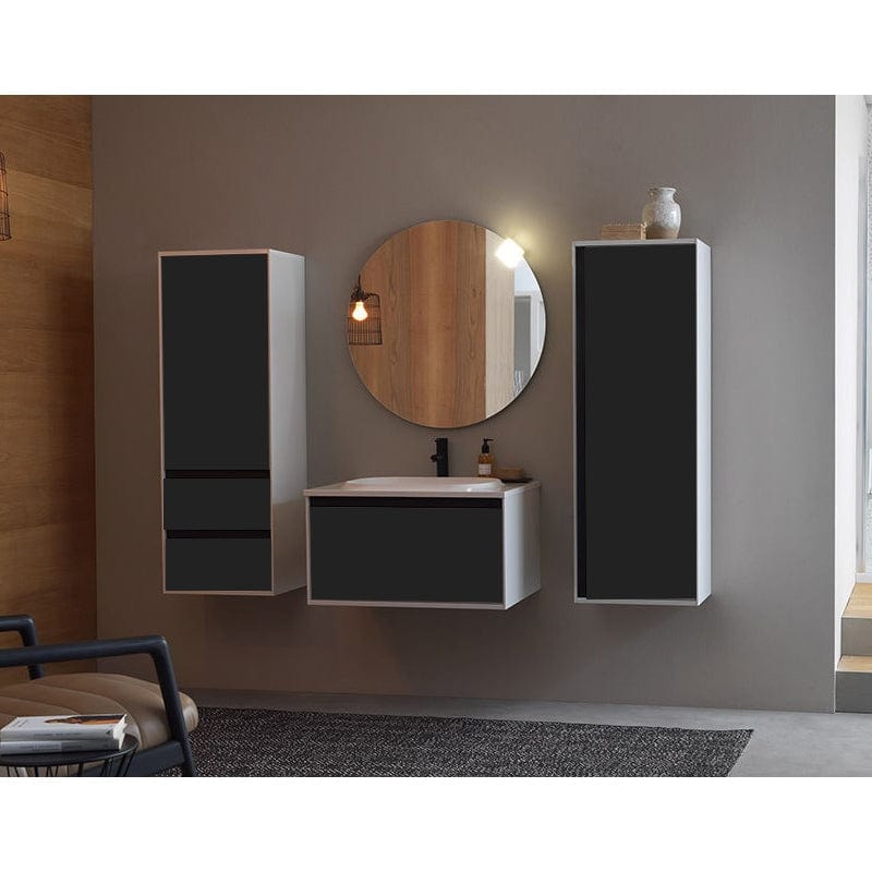 Set mobilier cu lavoar Pandora, Kolpasan, 75 cm, black stone