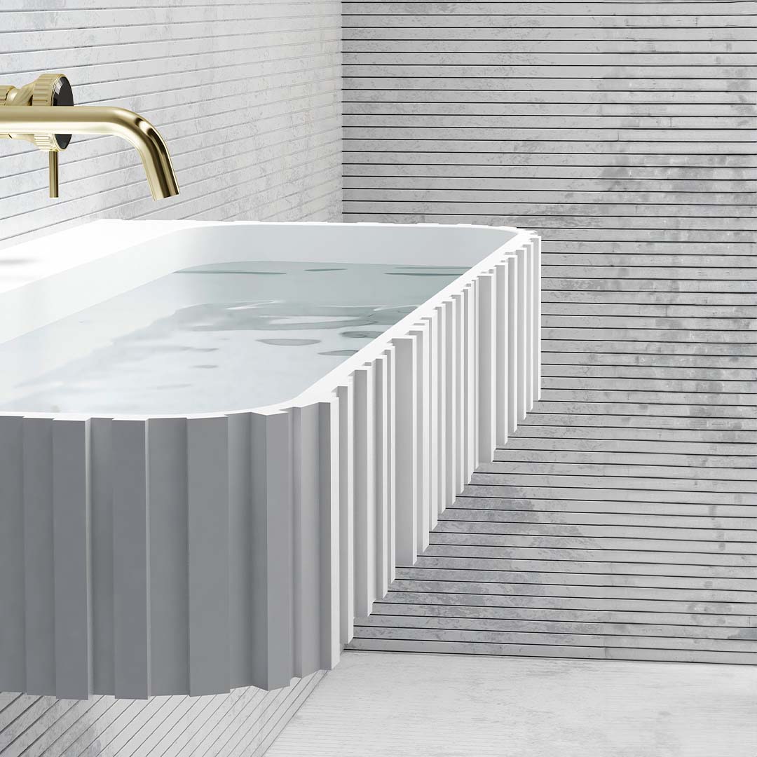 Set mobilier de baie cu lavoar pe perete, raft si oglinda LED, 100 cm, colturi rotunjite, din compozit, alb, MonBlari