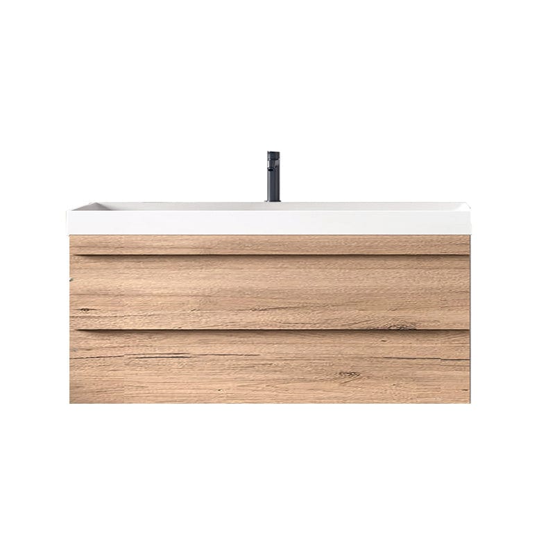 Set mobilier suspendat si lavoar, KolpaSan, Naomi, 100 cm, stejar deschis