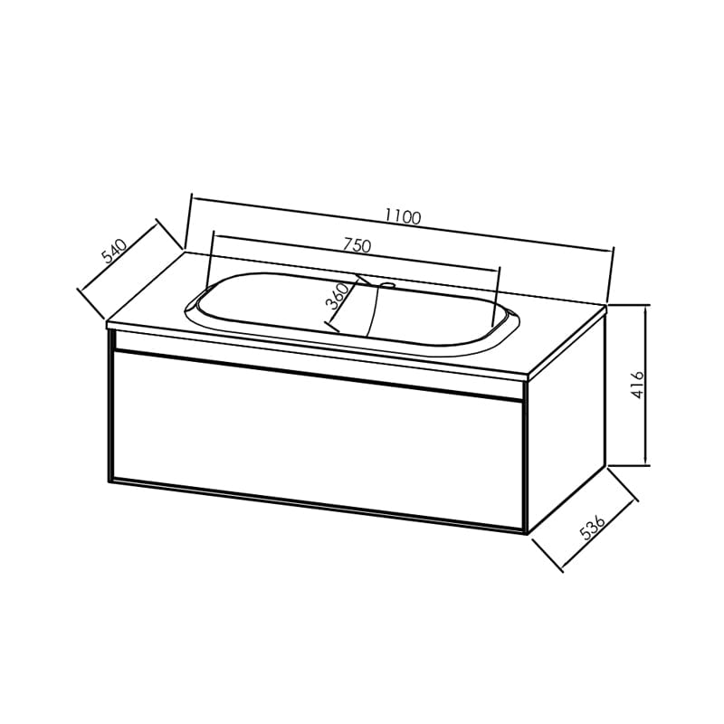 Set mobilier suspendat si lavoar Kolpasan, Pandora, 110 cm, alb lucios