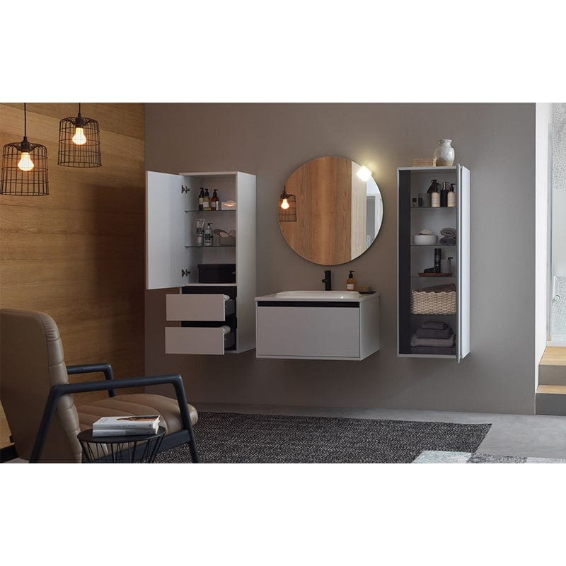 Set mobilier suspendat si lavoar Kolpasan, Pandora, 110 cm, alb lucios