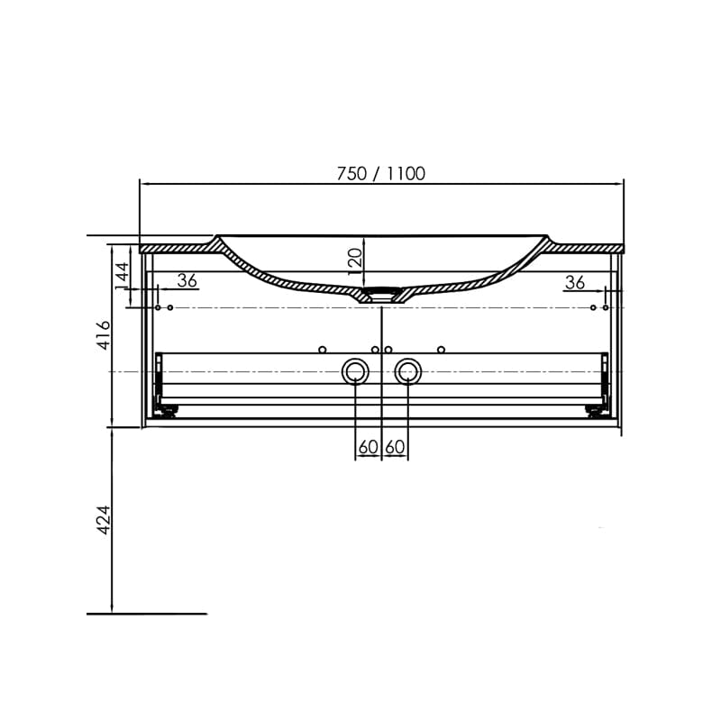 Set mobilier suspendat si lavoar Kolpasan, Pandora, 110 cm, alb lucios