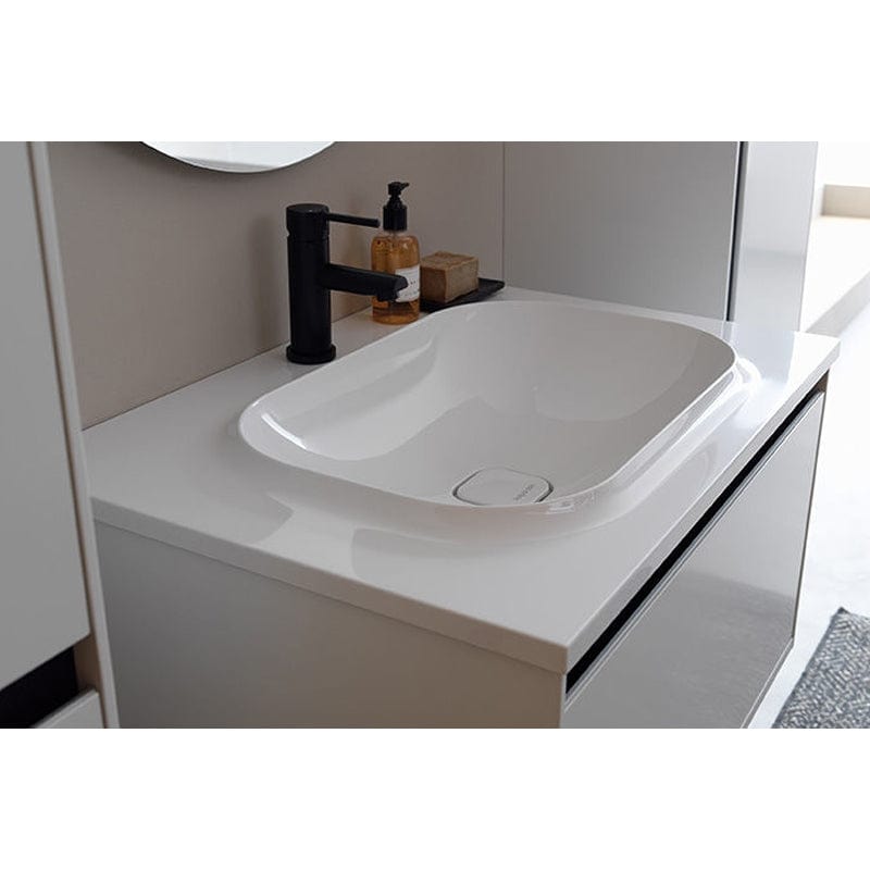 Set mobilier suspendat si lavoar Kolpasan, Pandora, 110 cm, alb lucios