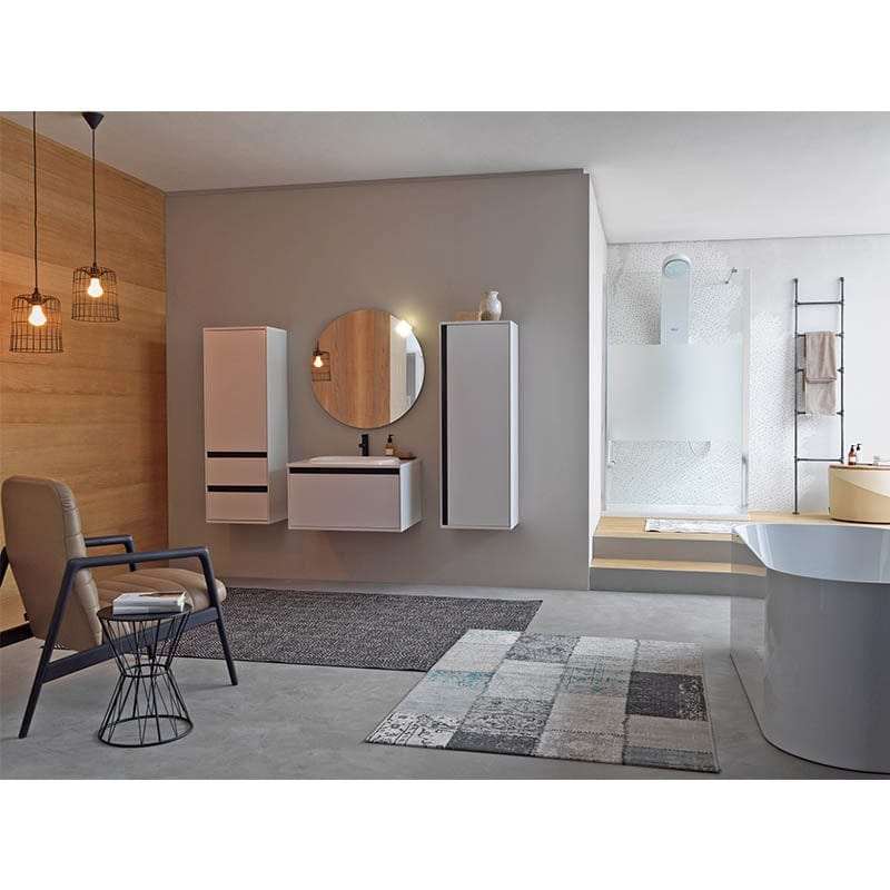 Set mobilier suspendat si lavoar Kolpasan, Pandora, 110 cm, alb lucios