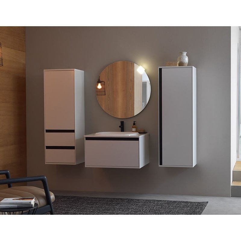 Set mobilier suspendat si lavoar Kolpasan, Pandora, 110 cm, alb lucios
