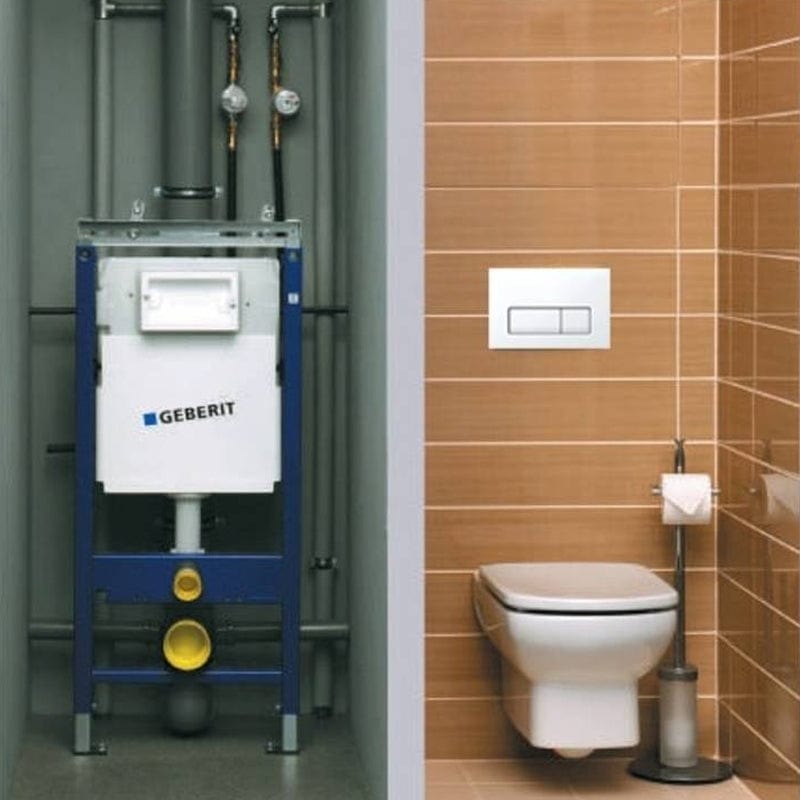 Set rezervor încastrat Geberit pentru vas WC suspendat, buton tip H, alb
