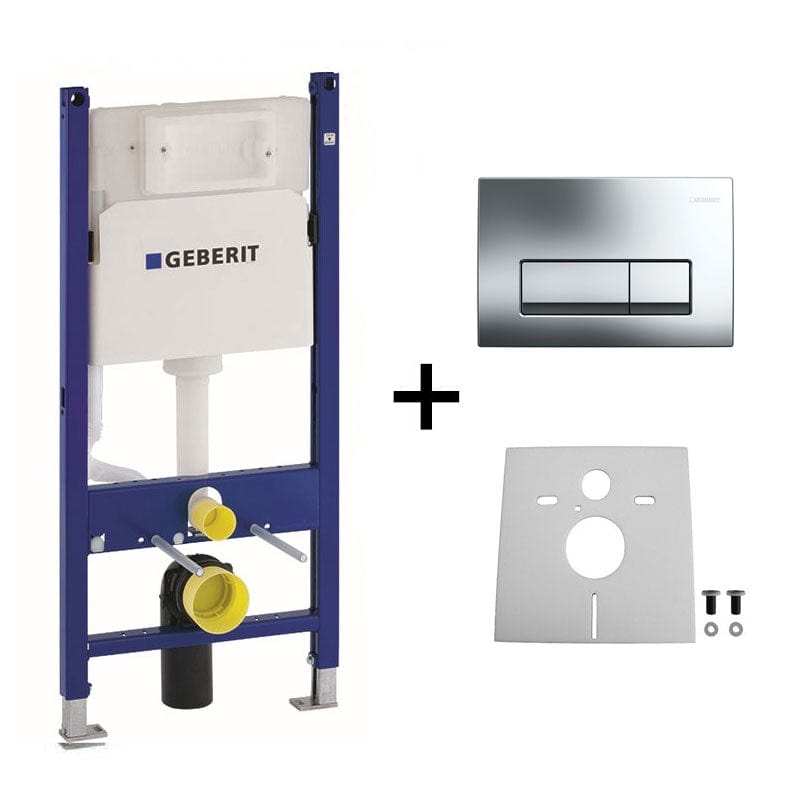 Set rezervor încastrat Geberit pentru vas WC suspendat, buton tip H, argintiu