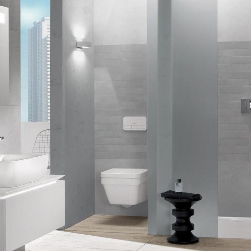 Set vas WC dreptunghiular, suspendat Villeroy & Boch, Arhitectura, direct flush, cu capac soft close, quick release, alb