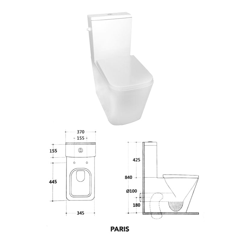 Set vas WC Paris, rimless cu senzor și capac soft close