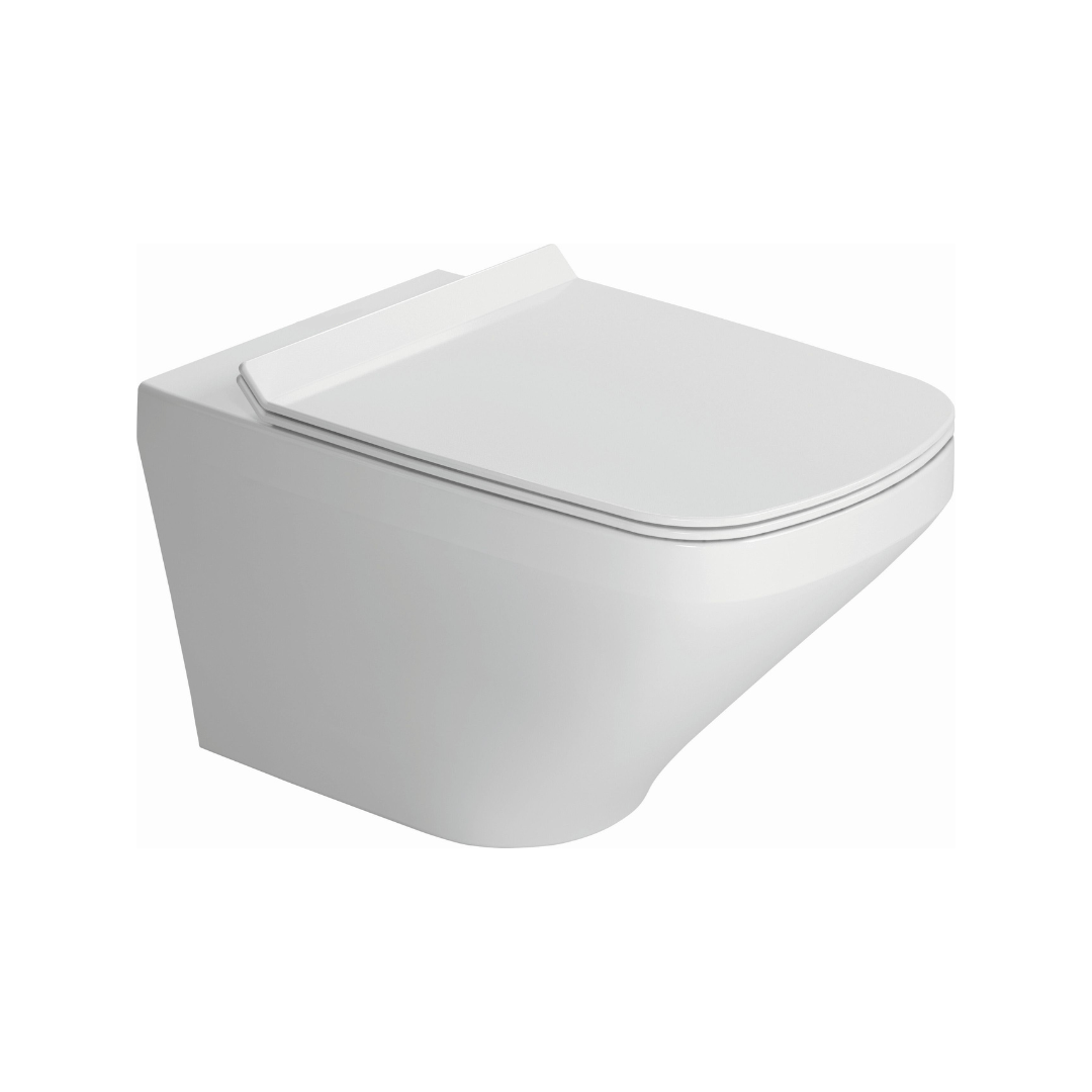 Set vas wc rimless suspendat, Foglia Bristol,  dreptunghiular, capac slim softclose, alb