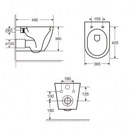Set vas wc rimless suspendat semirotund si capac softclose alb