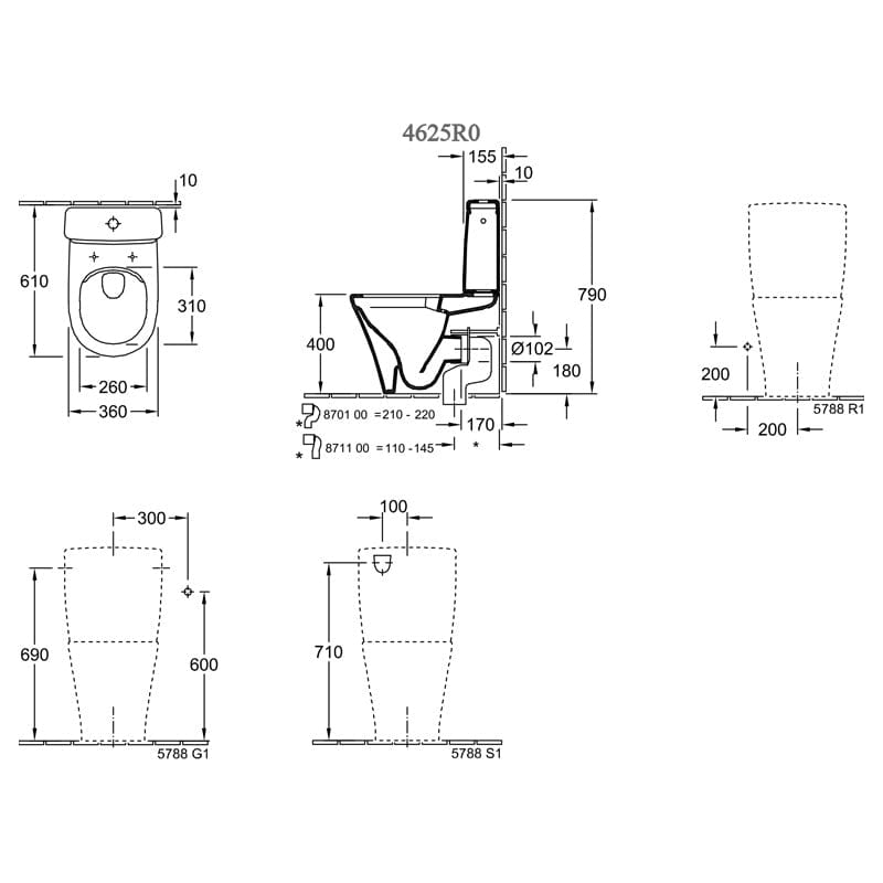 Set vas WC stativ rimless Villeroy & Boch, O.Novo, compact, direct flush, cu rezervor si capac soft close, alb