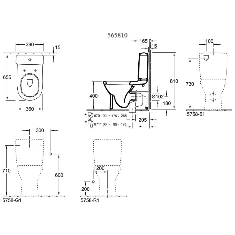 Set vas WC stativ Villeroy & Boch, O.Novo, back-to-wall, alb