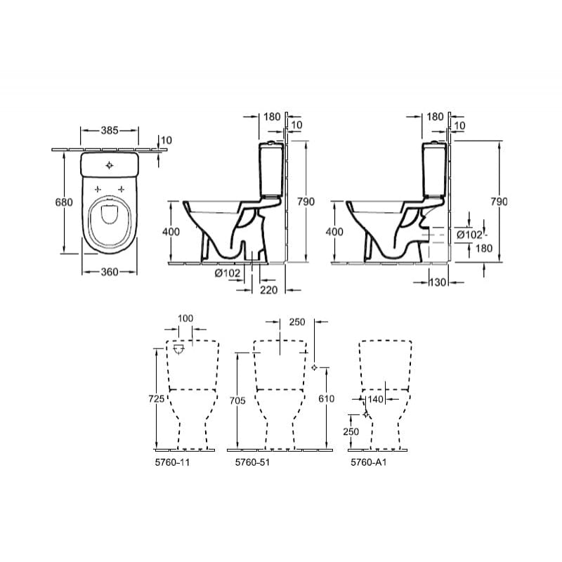 Set vas WC stativ Villeroy & Boch, O.Novo, direct flush, cu rezervor si capac soft close, alb