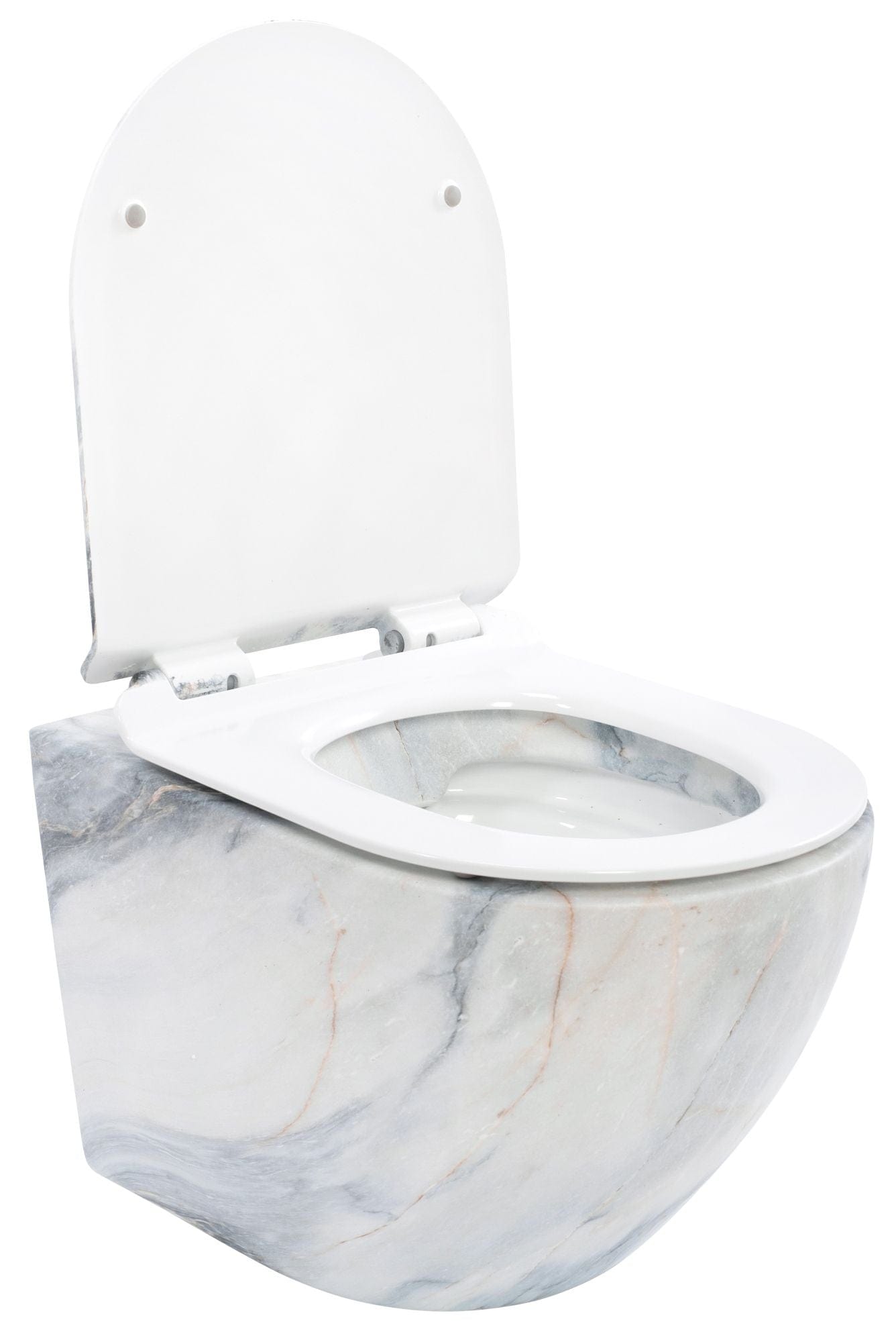 Set vas WC suspendabil rimless Rea Carlos Granit Mat şi capac soft close imitație piatră