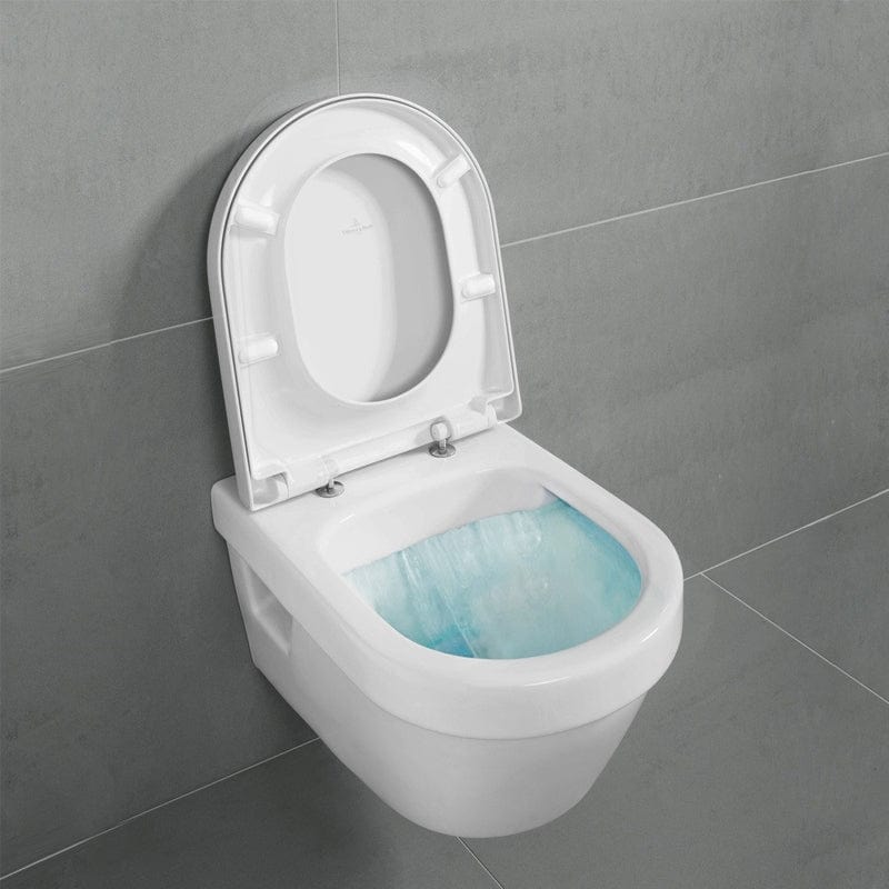 Set vas WC suspendat Arhitectura, Villeroy & Boch, cu capac soft close, direct flush, quick release, alb alpin rotund