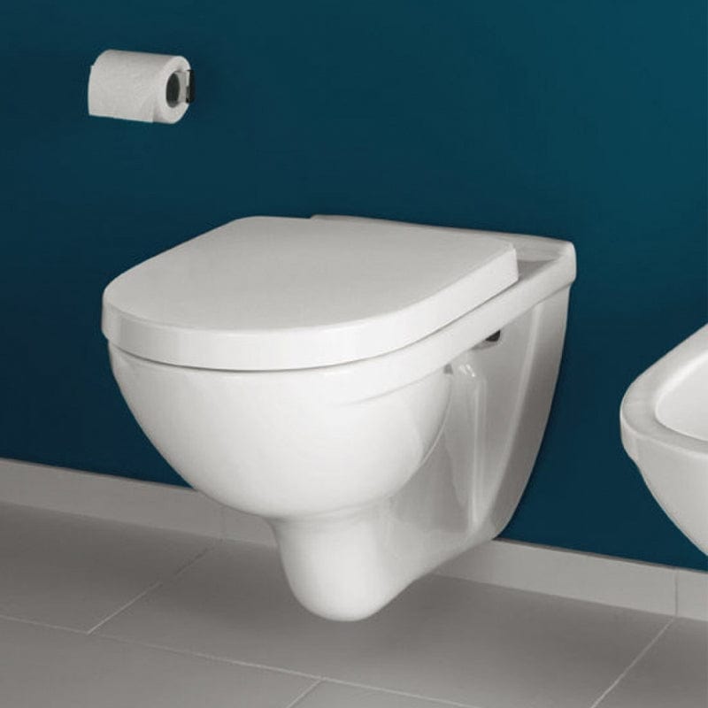 Set vas WC suspendat  O.Novo, Villeroy & Boch, direct flush, cu capac soft close si quick release, finisaj alb