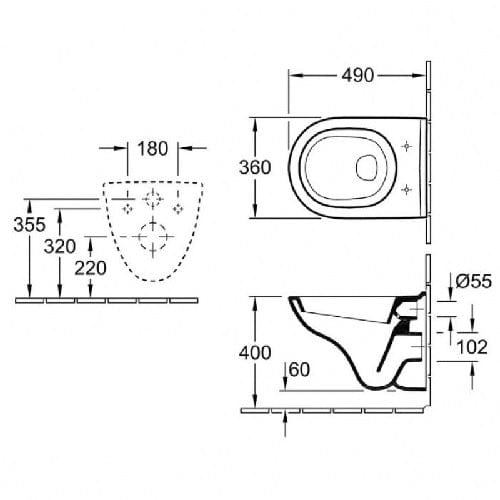 Set vas WC suspendat Villeroy & Boch, O.Novo, cu capac soft close, COMPACT, direct flush, finisaj alb
