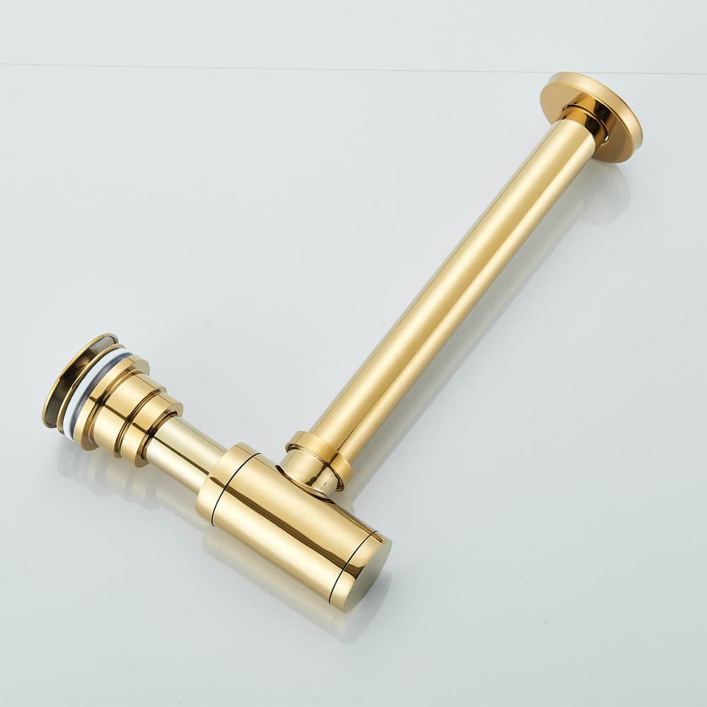 Sifon decorativ pentru lavoar și ventil universal cu click-clack, auriu lucios