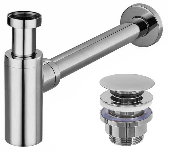 Sifon decorativ pentru lavoar Rea și ventil universal cu click-clack cromat