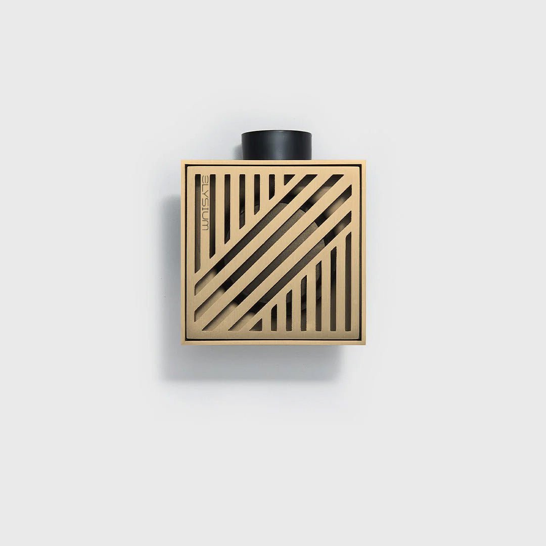 Sifon pardoseala Elysium Aquatrap Grill, din otel inoxidabil, 10x10 cm, auriu mat