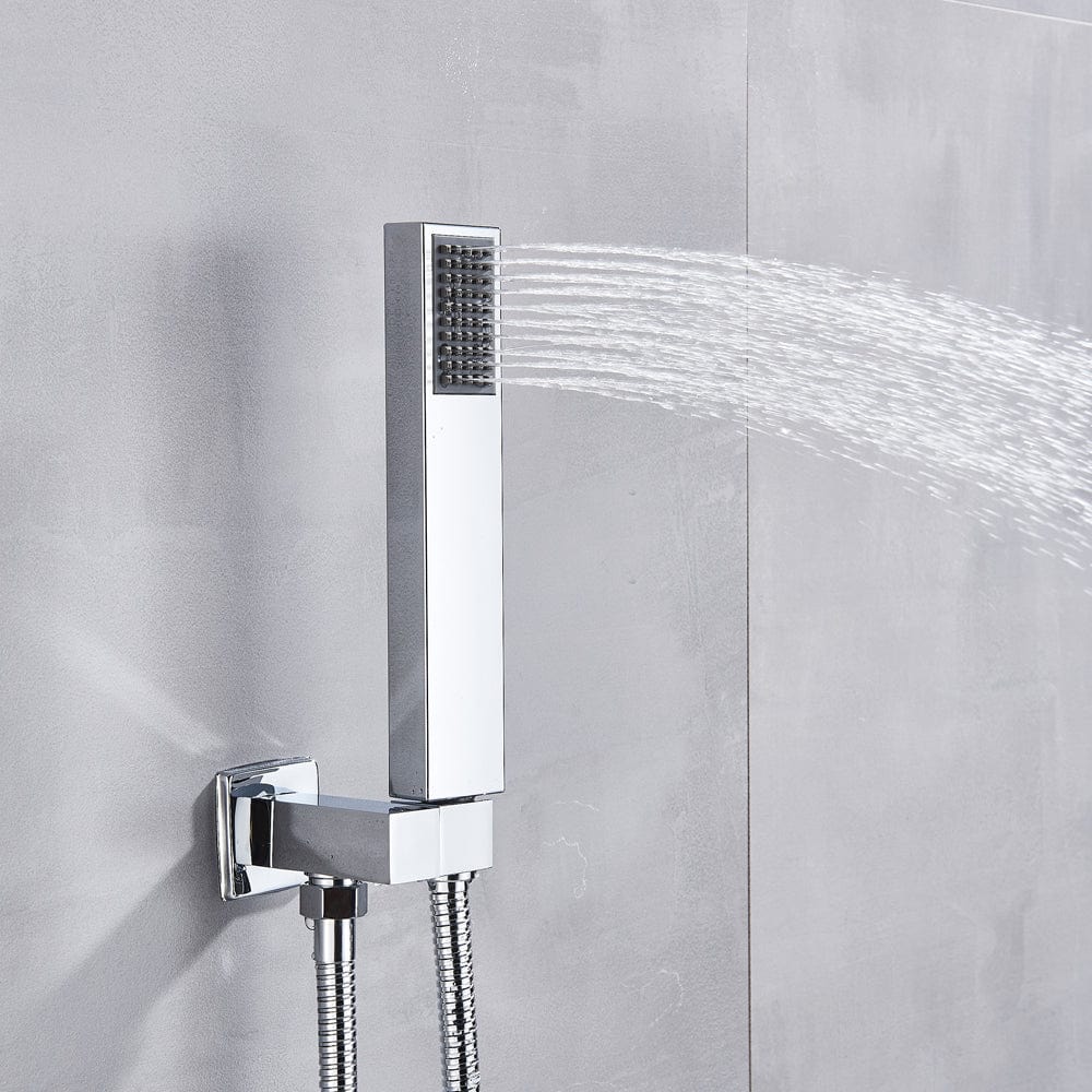 Sistem de dus Rainjoy, cromat, incastrat in tavan, para patrata 50 cm, functie led, culoare dinamica, in functie de temperatura apei, hidromasaj, cod 1406