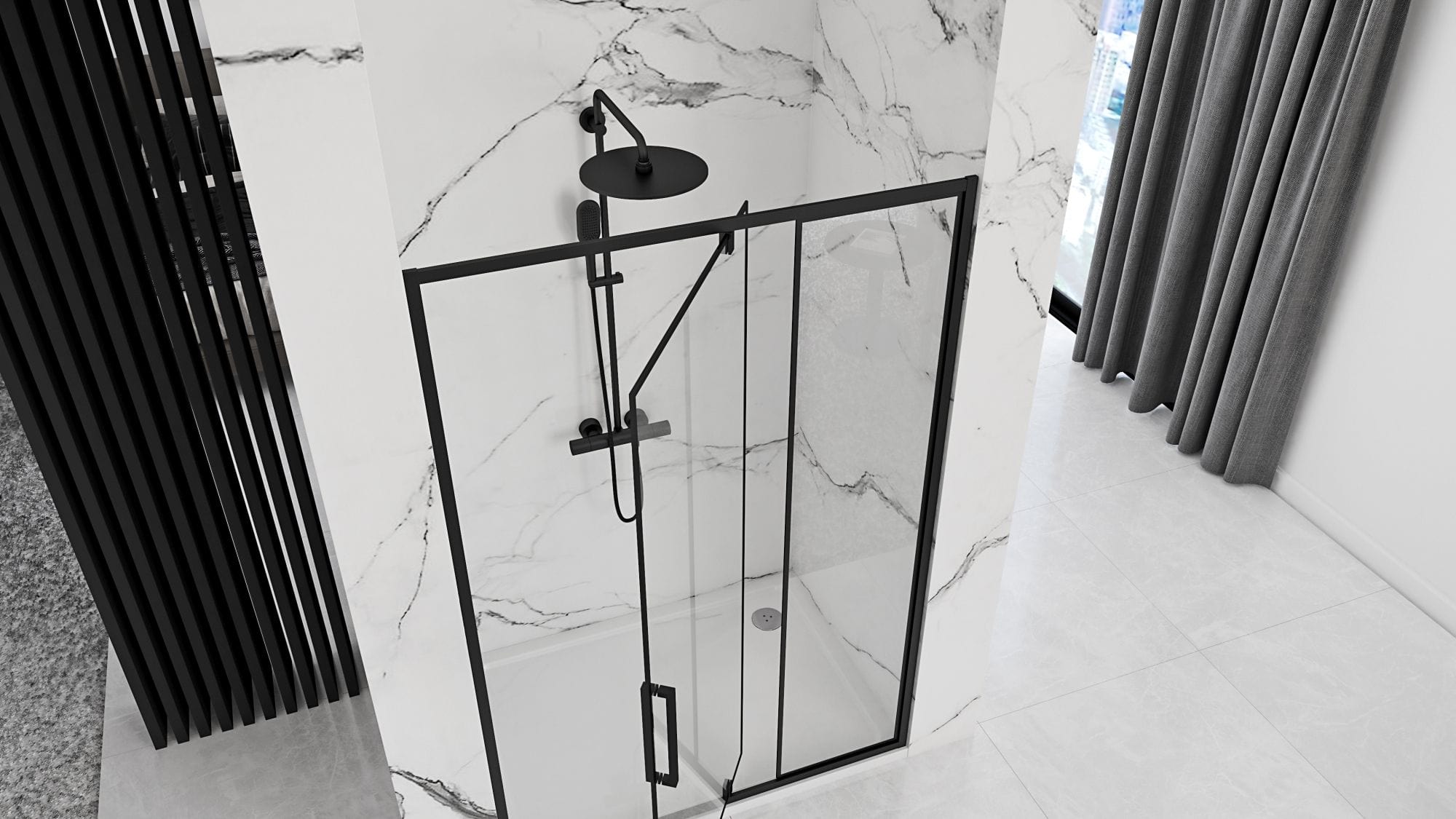 Ușă pentru duș Rea Rapid Swing, negru, 120 cm