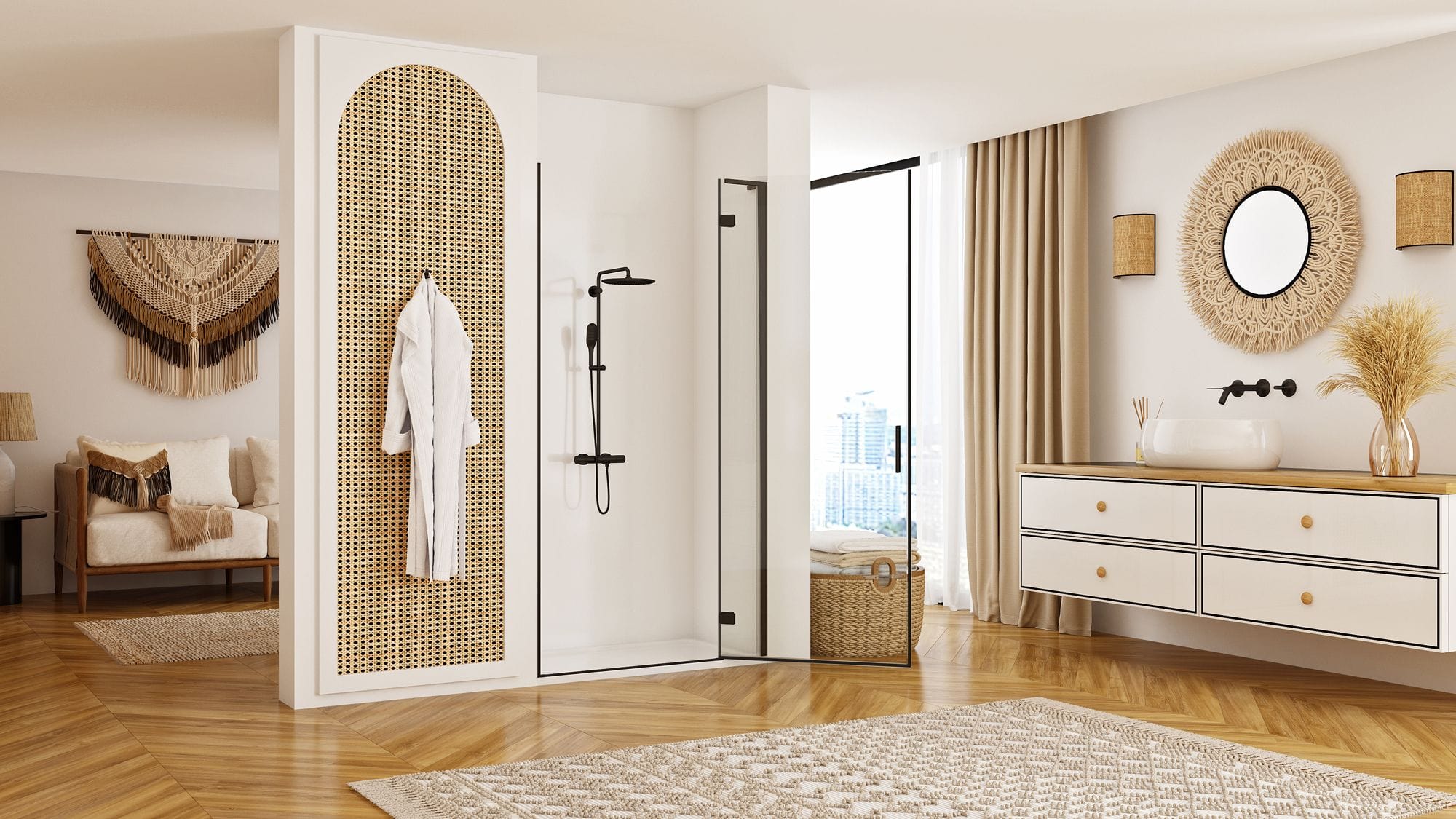 Usa pentru dus Rea Hugo, negru mat, 100 cm