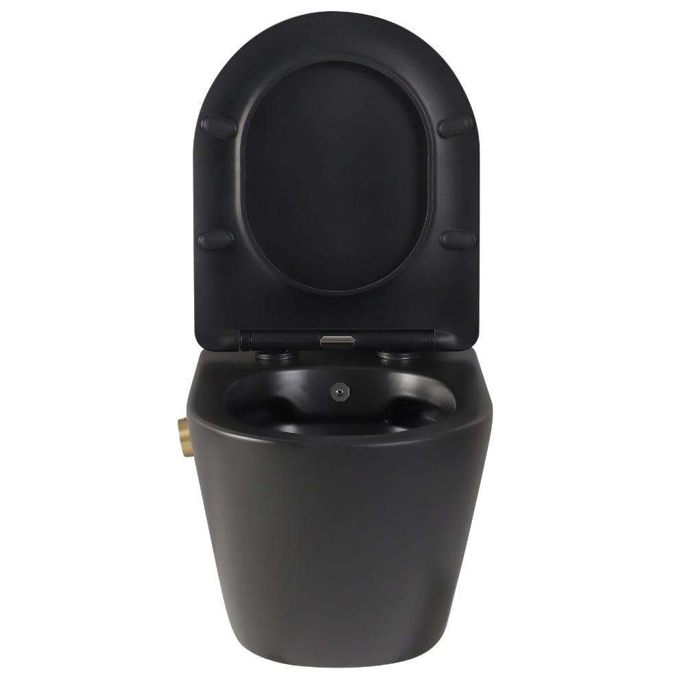 Vas wc suspendat Foglia cu functie de bideu, semirotund, rimless, negru mat