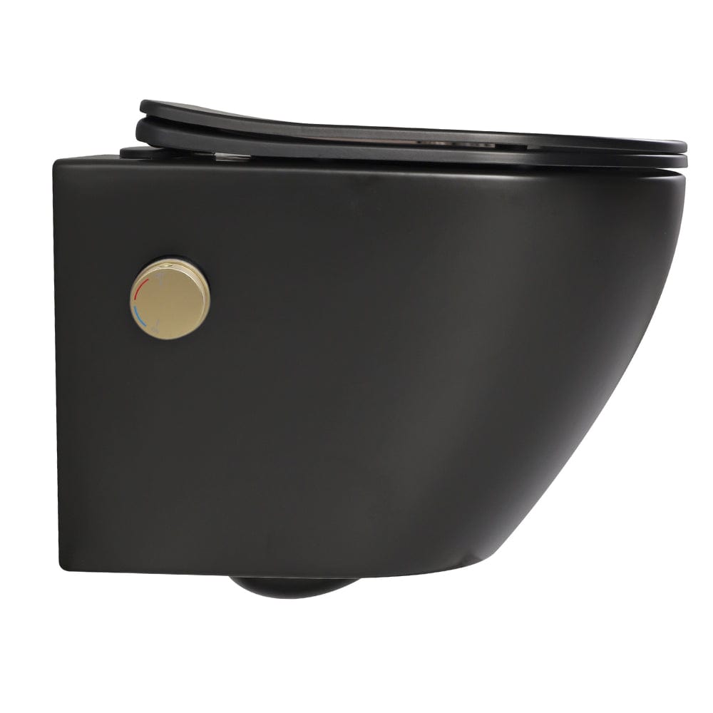 Vas wc suspendat Foglia cu functie de bideu, semirotund, rimless, negru mat