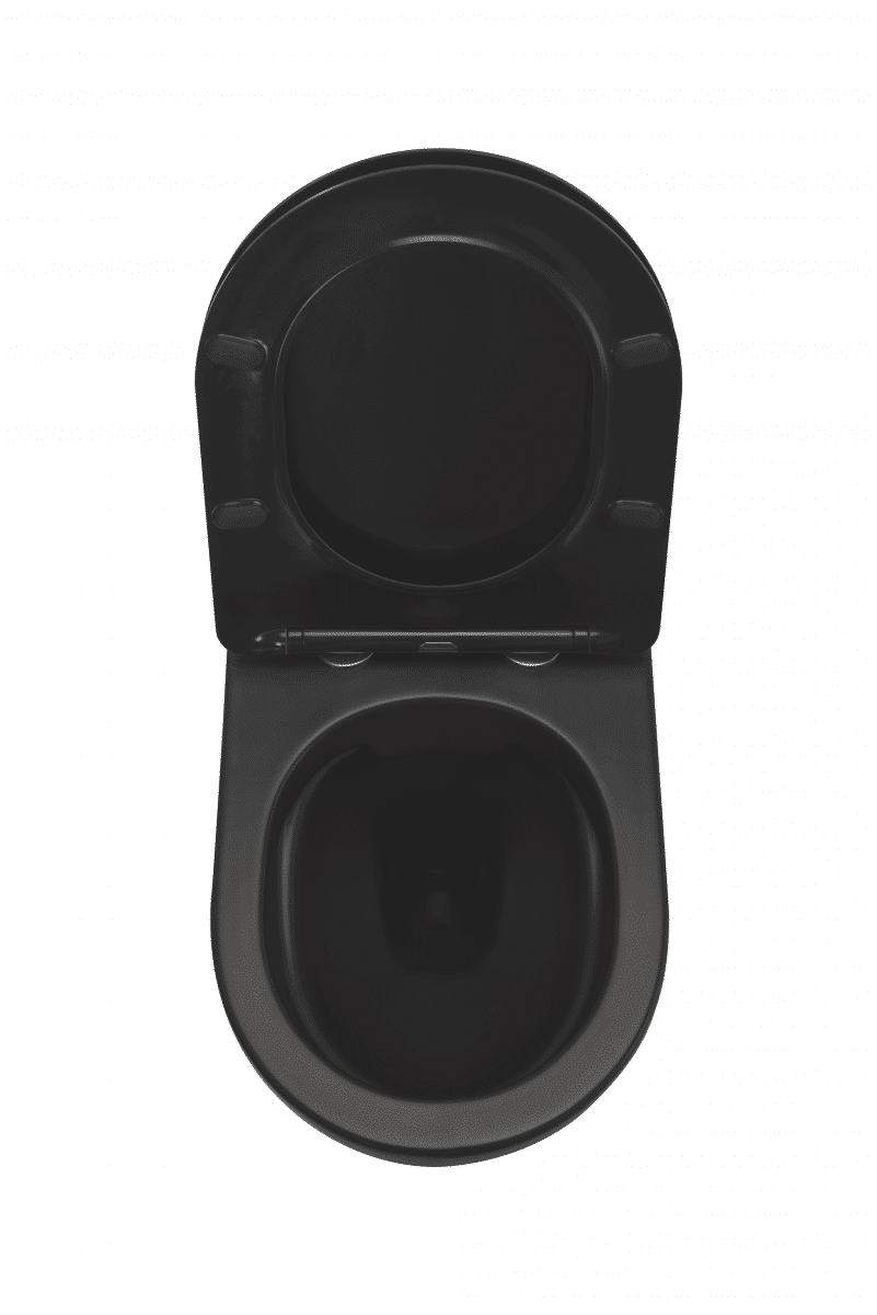 Vas wc suspendat Minerva-MB, rimeless, cu capac inclus quick release, negru mat