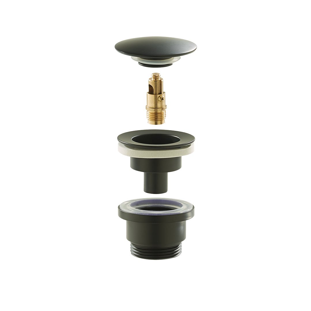 Ventil lavoar Bell, click-clack, negru mat, din alama sanitara, Elysium