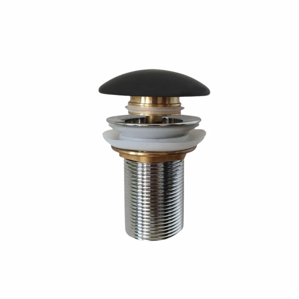 Ventil lavoar click-clack cu capac ceramic negru mat fara preaplin, Foglia